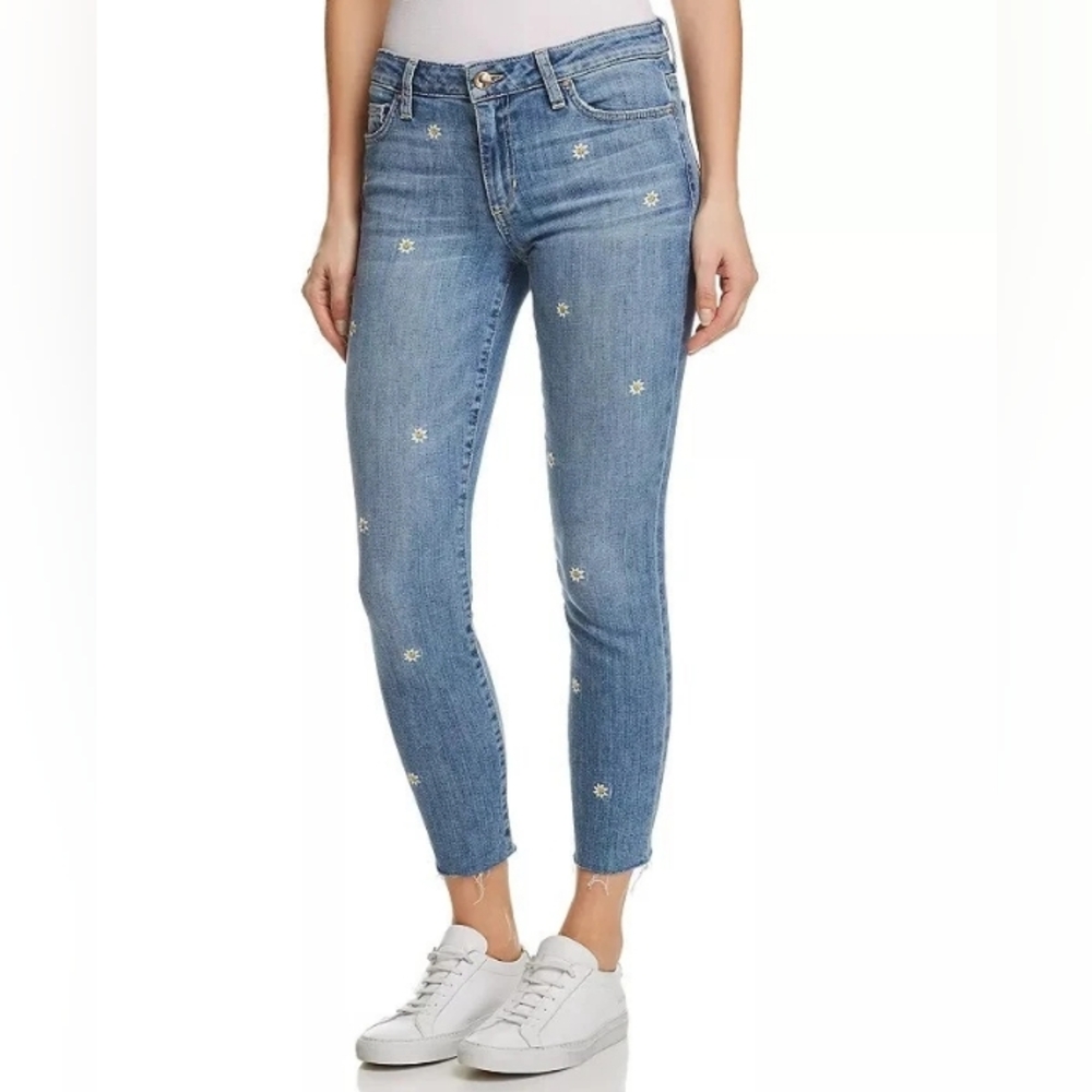 Joe's "Priscilla"Icon Crop Embroidered Daisy Distressed Skinny Jeans Size 29